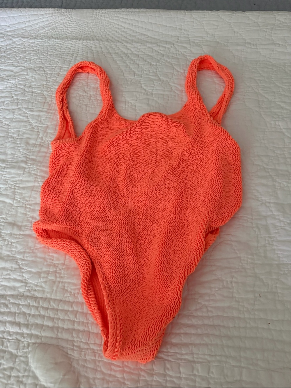 Pitusa Neon Coral Textured One-Piece Swimsuit